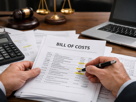 Detailed assessment of costs – solicitor reviewing bill of costs and legal documents