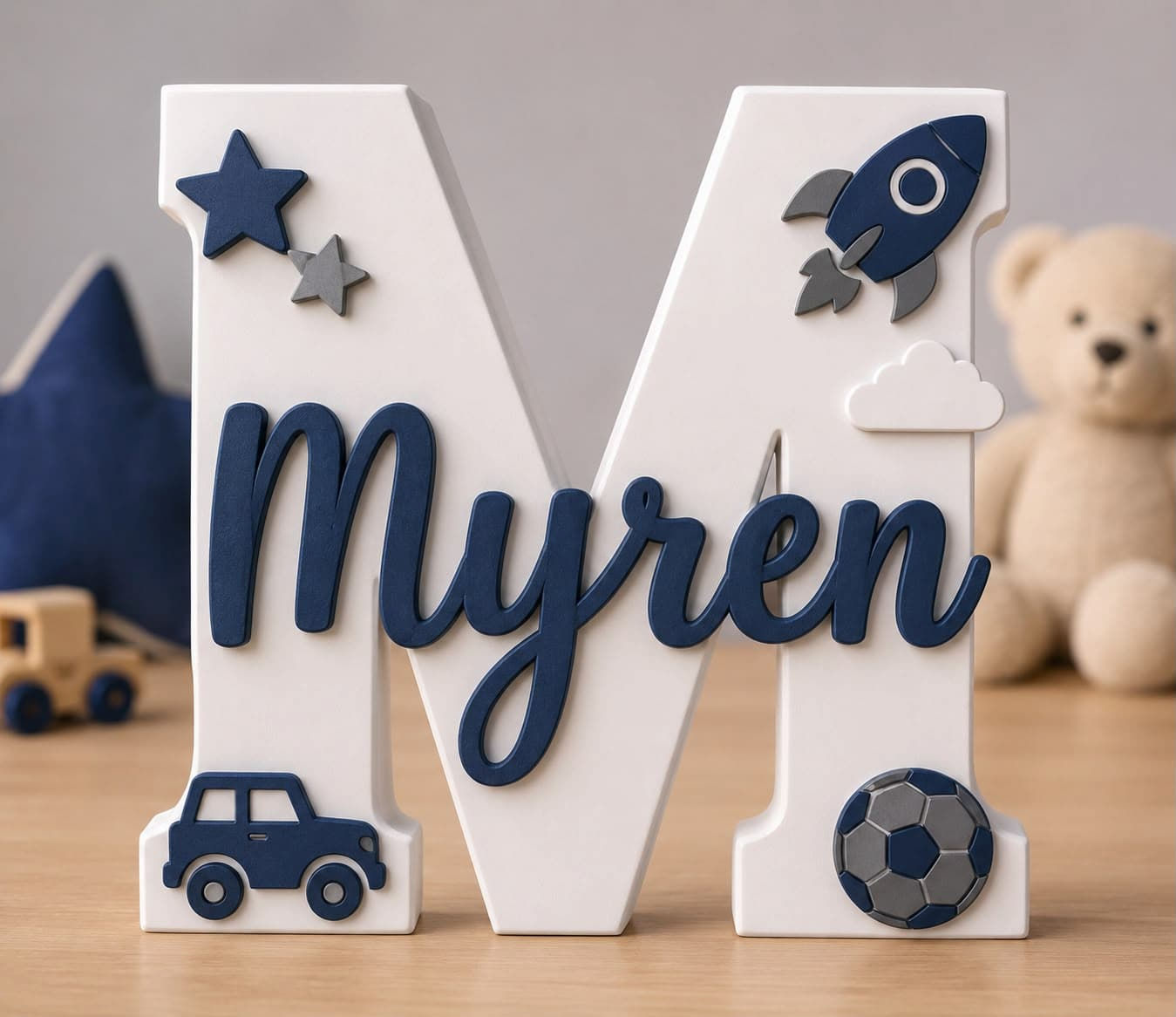 Personalized 3D-Printed Initial Name Plaque – The Perfect Nursery Keepsake