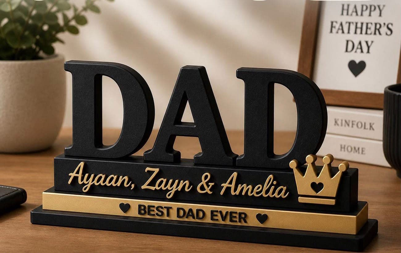 Personalized "Best Dad Ever" 3D-Printed Desktop Plaque