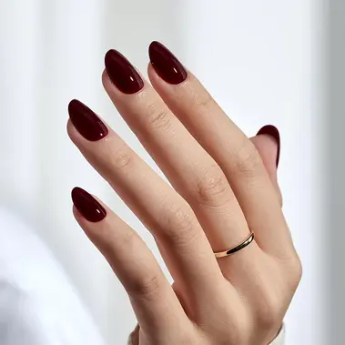 weinrote Soft Gel Press-on Nägel bis zu 14 Tage Halt