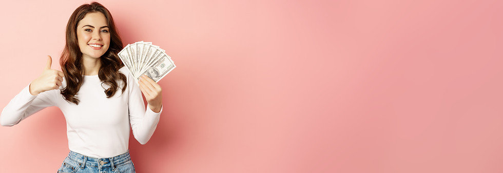 easy-money-loan-concept-smiling-beautiful-woman-showing-money-with-satisfied-face-showing-
