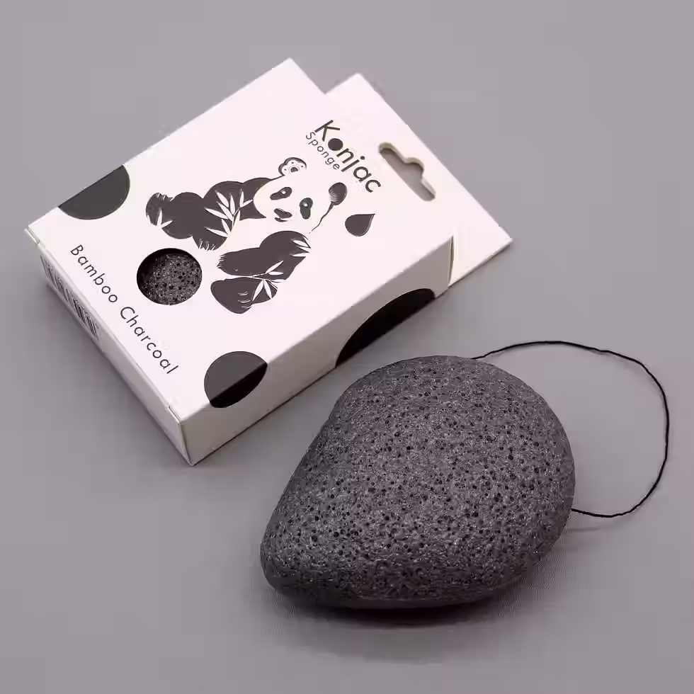Teardrop bamboo charcoal Konjac sponge antibacterial exfoliator