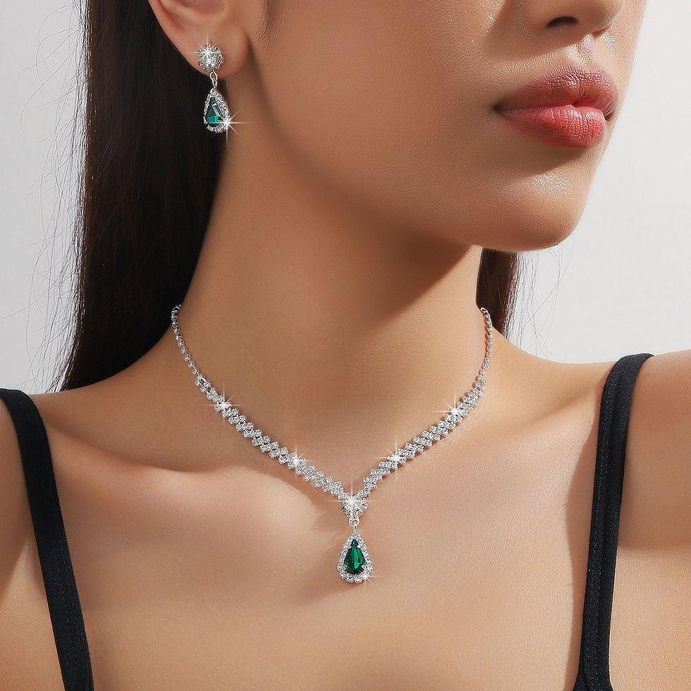 Miniatura: 3 Pieces Of Fashionable Women's Water Drop Necklaces And Earrings Set For Weddin