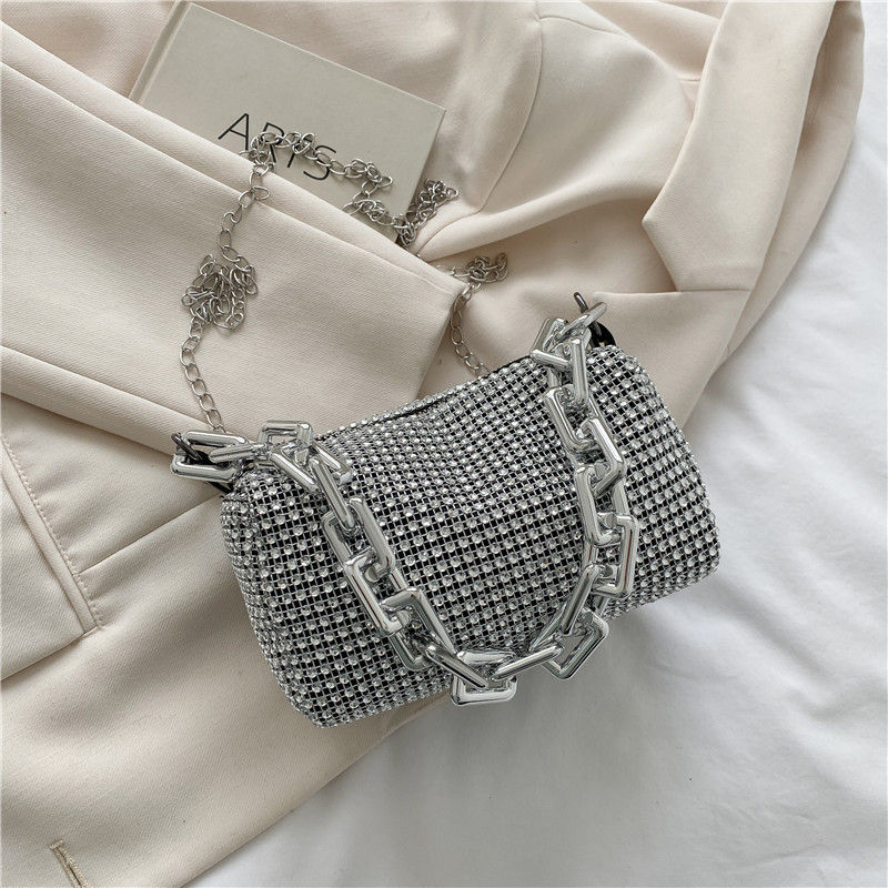 Miniatura: HOMEFISH Sparkling Rhinestone Bucket Bag, Chain Decor Party Clutch Purse, Female