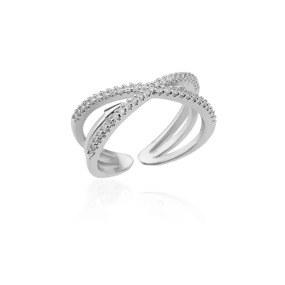 Miniatura: Zircon Geometric Rings For Women Gold Color Stainless Steel Opening Ring Luxury 