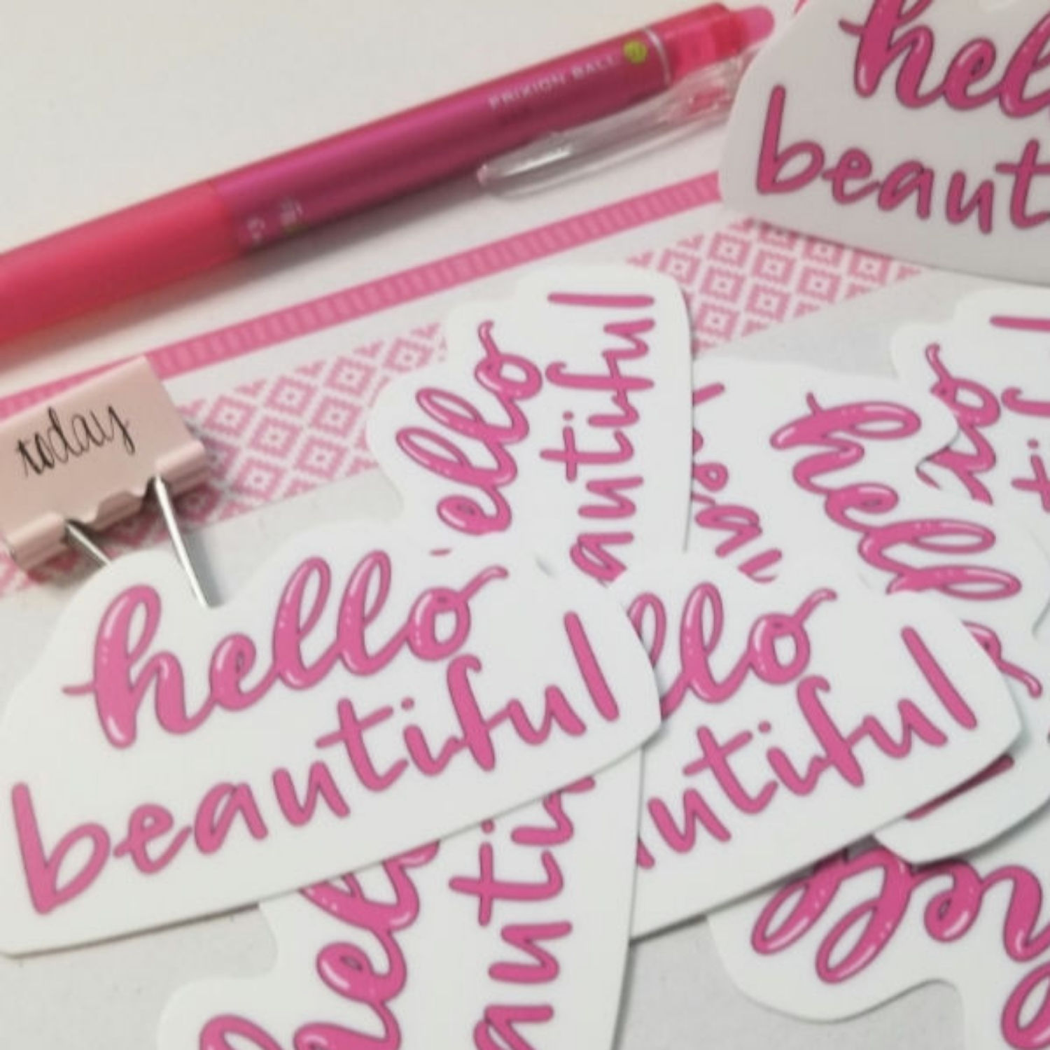 Hello Beautiful Handlettering Die-cut Vinyl Sticker