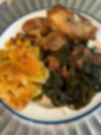 Bomb-ass chicken with mac and cheese with collard greens