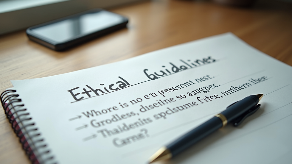 Close-up view of a notebook with ethical guidelines written on it