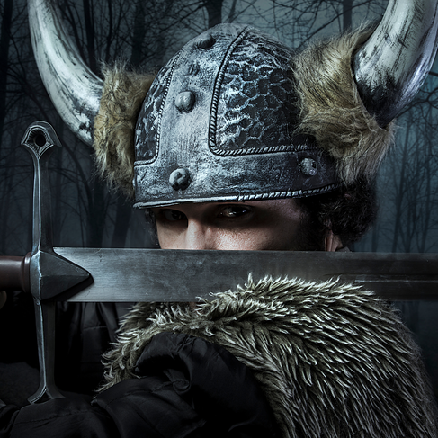 Imaginary photo of Olav the Holy in typical viking gear ready to bring Christianity to Norway.