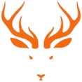 Orange stylized deer head.