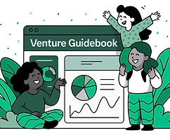Illustration of Venture Guidebook people in front of a dashboard.