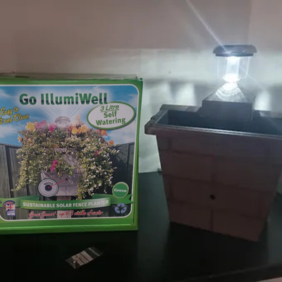 Thumbnail: Go IllumiWell - Brown 3Ltr Self-Watering Raised Solar Fence Planter