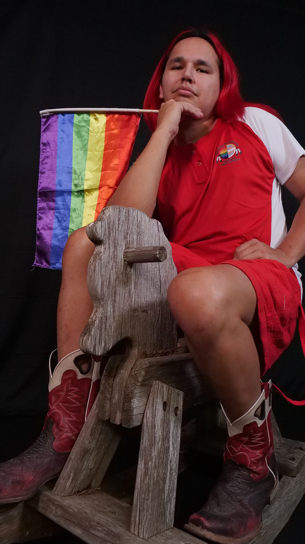 Thumbnail: Red Sports Shirt with Medicine Wheel