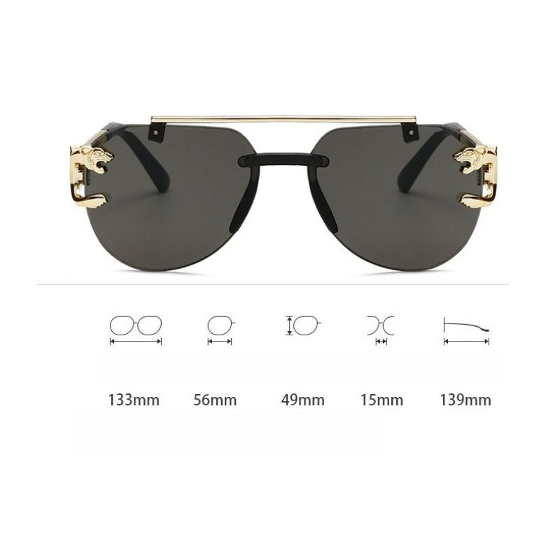 Thumbnail: Frameless Beveled Sunglasses Frog Eyes Gradient Color UV Protection Oversized Su