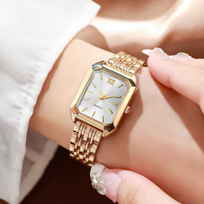 Thumbnail: Elegant Rectangle Rhinestone Quartz Watch Jewelry Set Fashion Women