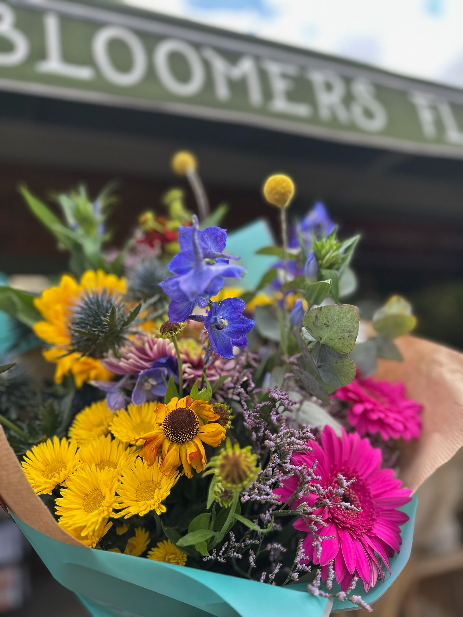 Rustic Hand-Tied Bouquet with seasonal blooms and foliage by Little Bloomers Florist Mansfield
