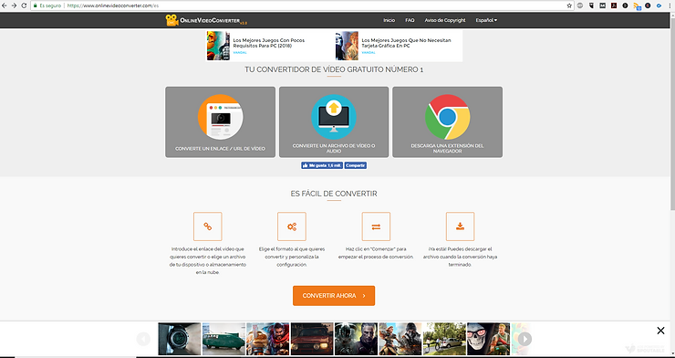 Página inicio del convertidor de vÃdeos