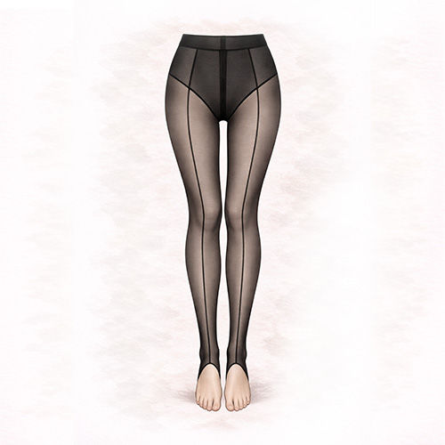 Black sheer stirr up leggings displayed against a light background, emphasizing their vertical seam lines.