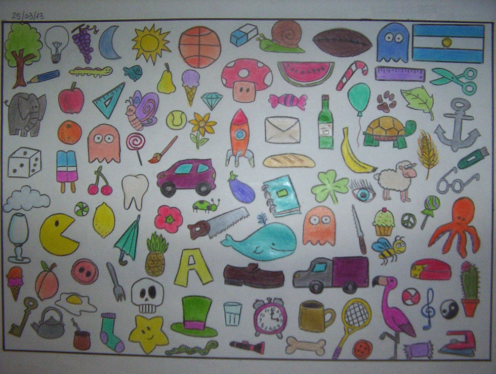 Collage con pequeños dibujos