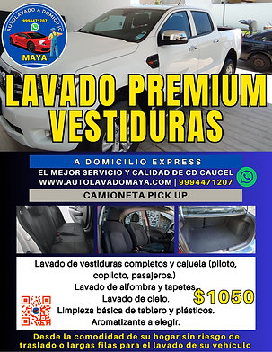 Lavado premium vestiduras pick up