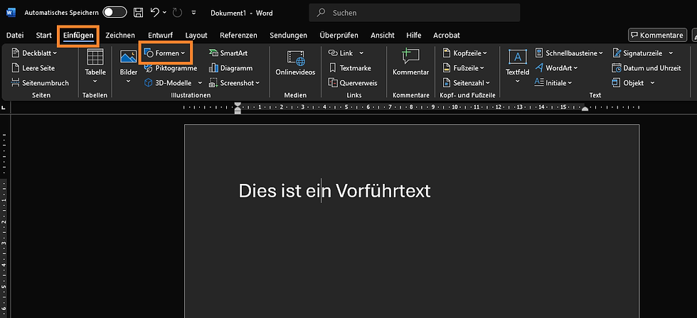 zeigt menüband einfügen