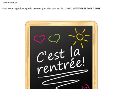 C'est la rentrée...