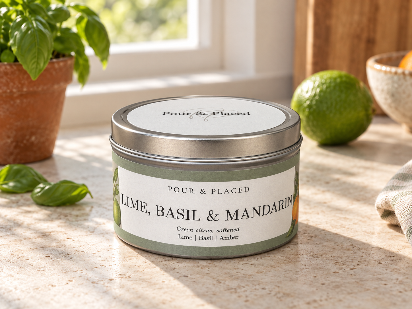 Lime, Basil & Mandarin Scented Candle