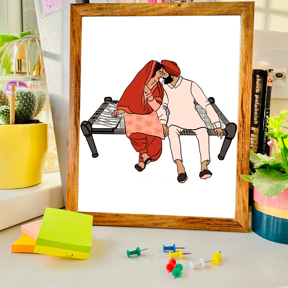 Tu te Mai (us two) | Sikh Couple, Couple art print | Dhadwal Art.