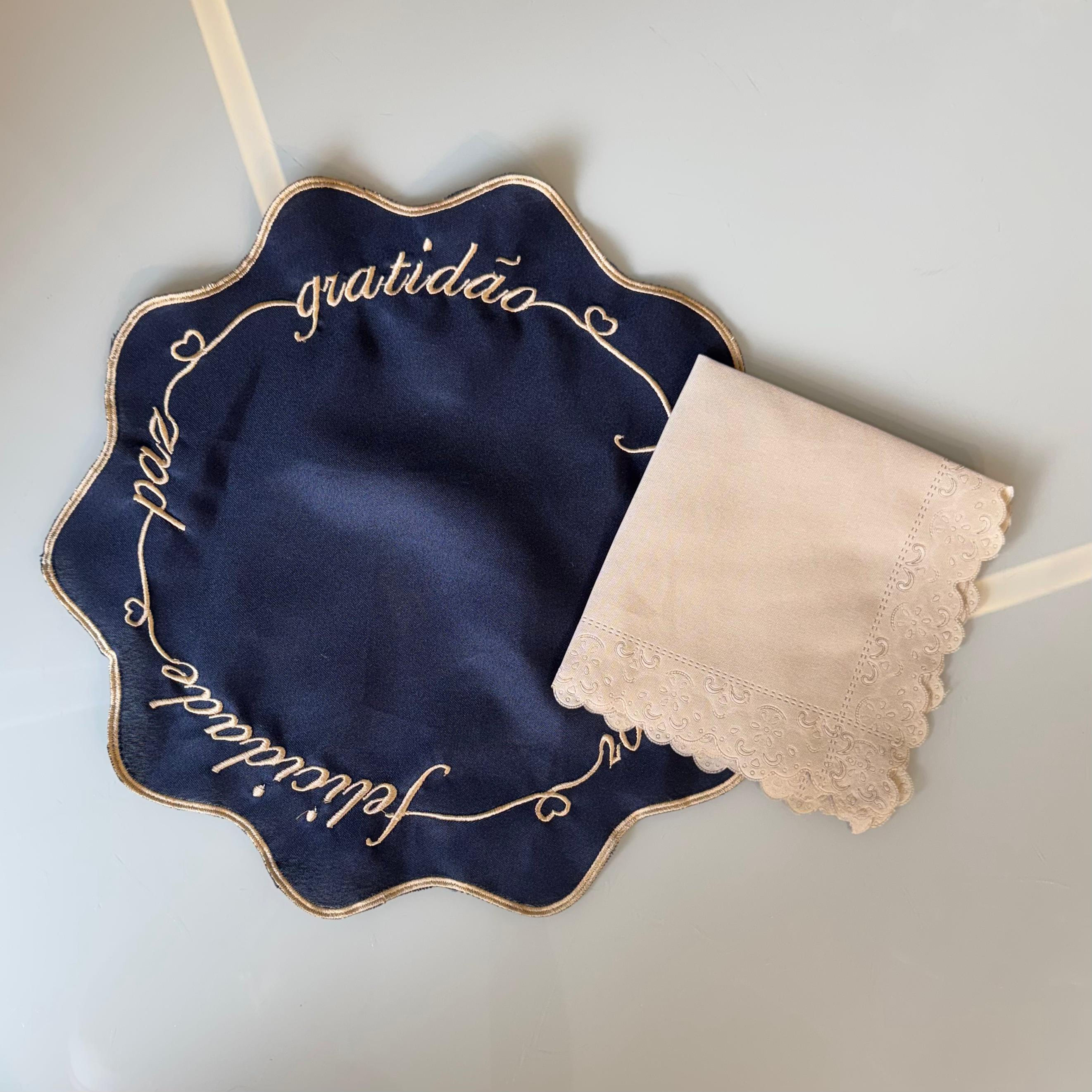 Kit c/6 JA Bordado Palavras - Azul Marinho