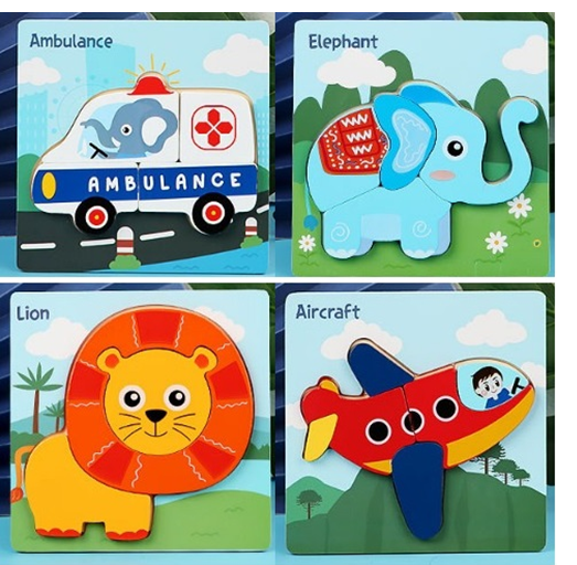 Thumbnail: Set of 12 - wooden -3D Jigsaw puzzle