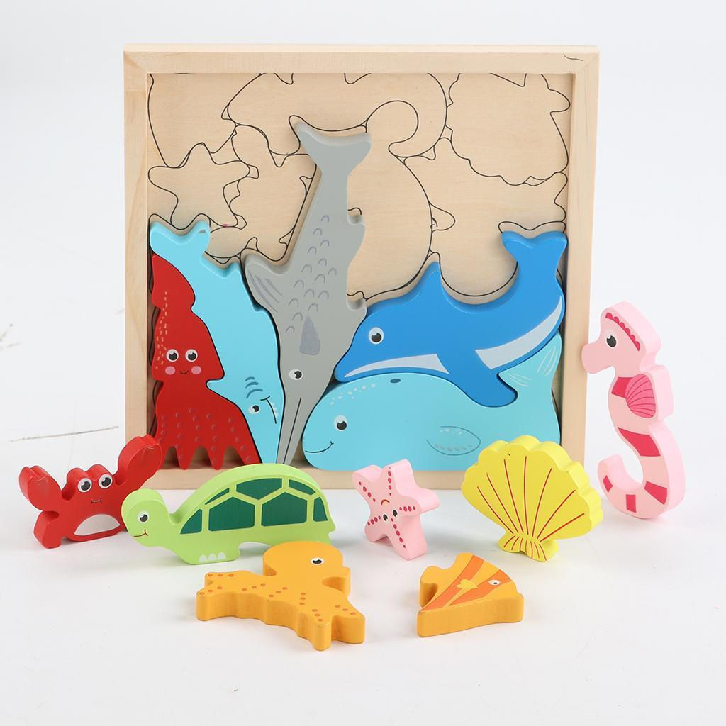 sea animals - chunky wooden block set