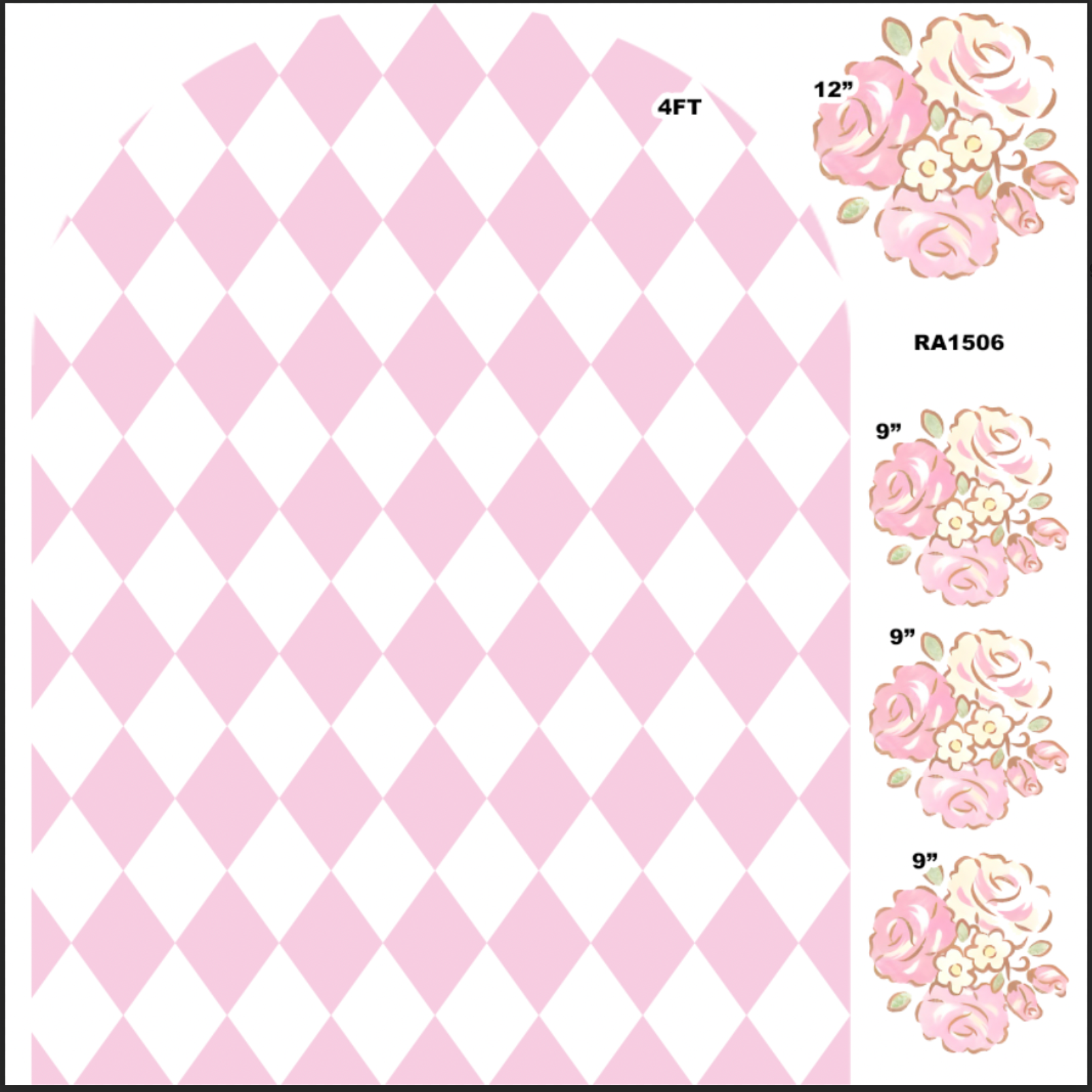 RA1506 HS Pink  PANEL 4x3 Flowers