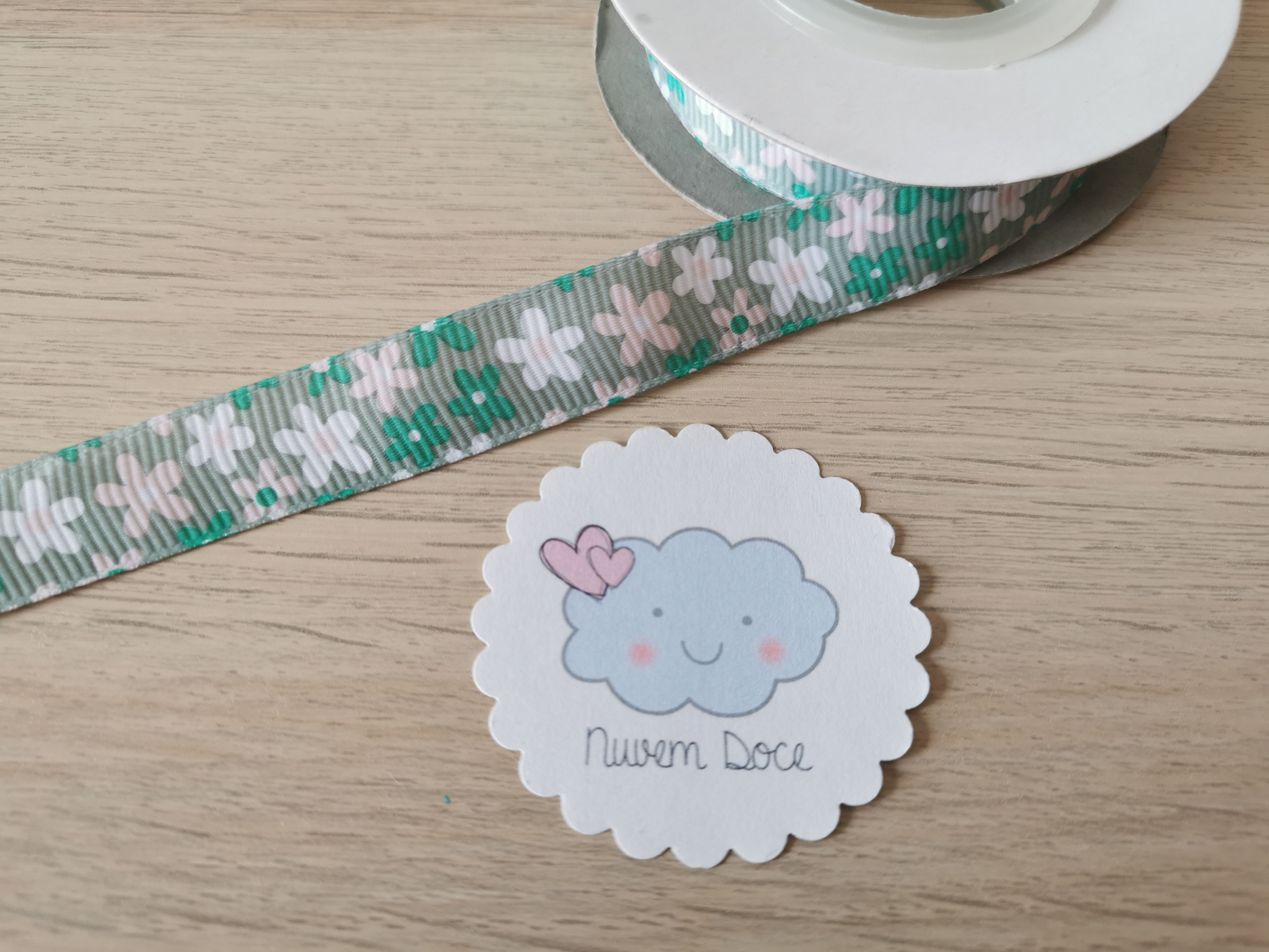 Fita gorgurão Floral Verde