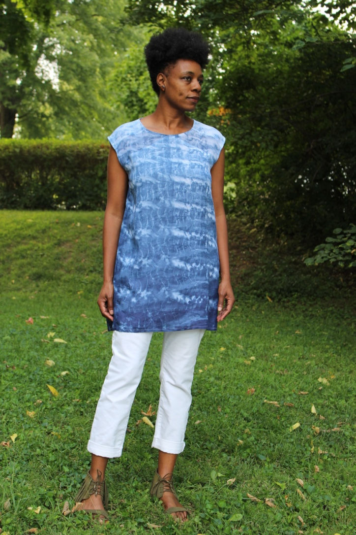 Hand-dyed Pleated Sheer Back Tunic