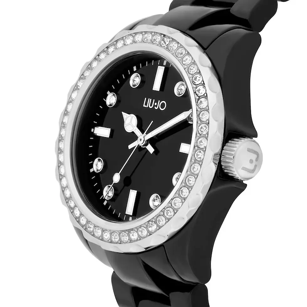Orologio donna Liu Jo nero con cristalli TLJ2165 vista laterale