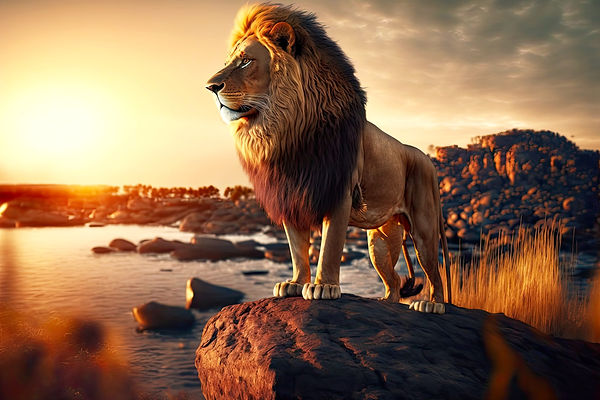 Lion looking over horizon