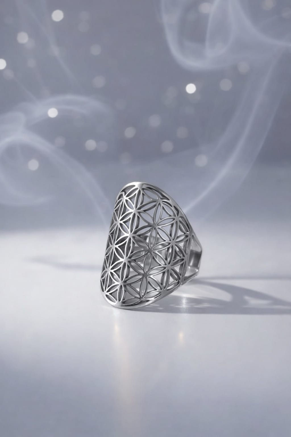 Bague fleur de vie argentée
