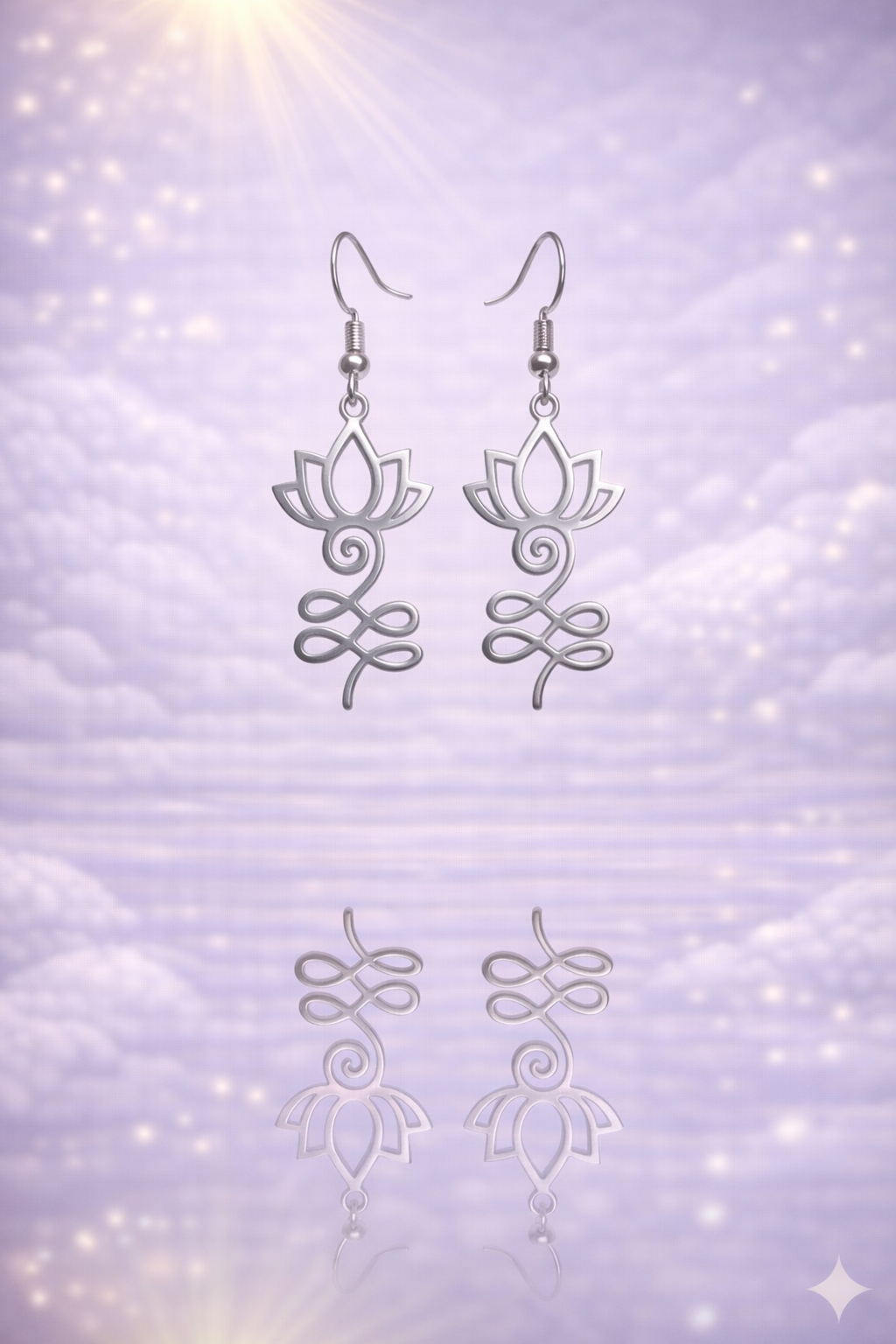 Boucles d’oreilles Lotus Unalome argenté