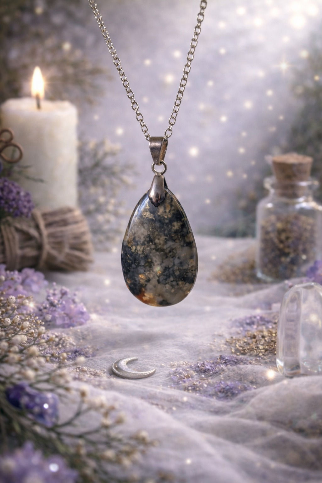 Pendentif quartz à inclusions marcasite