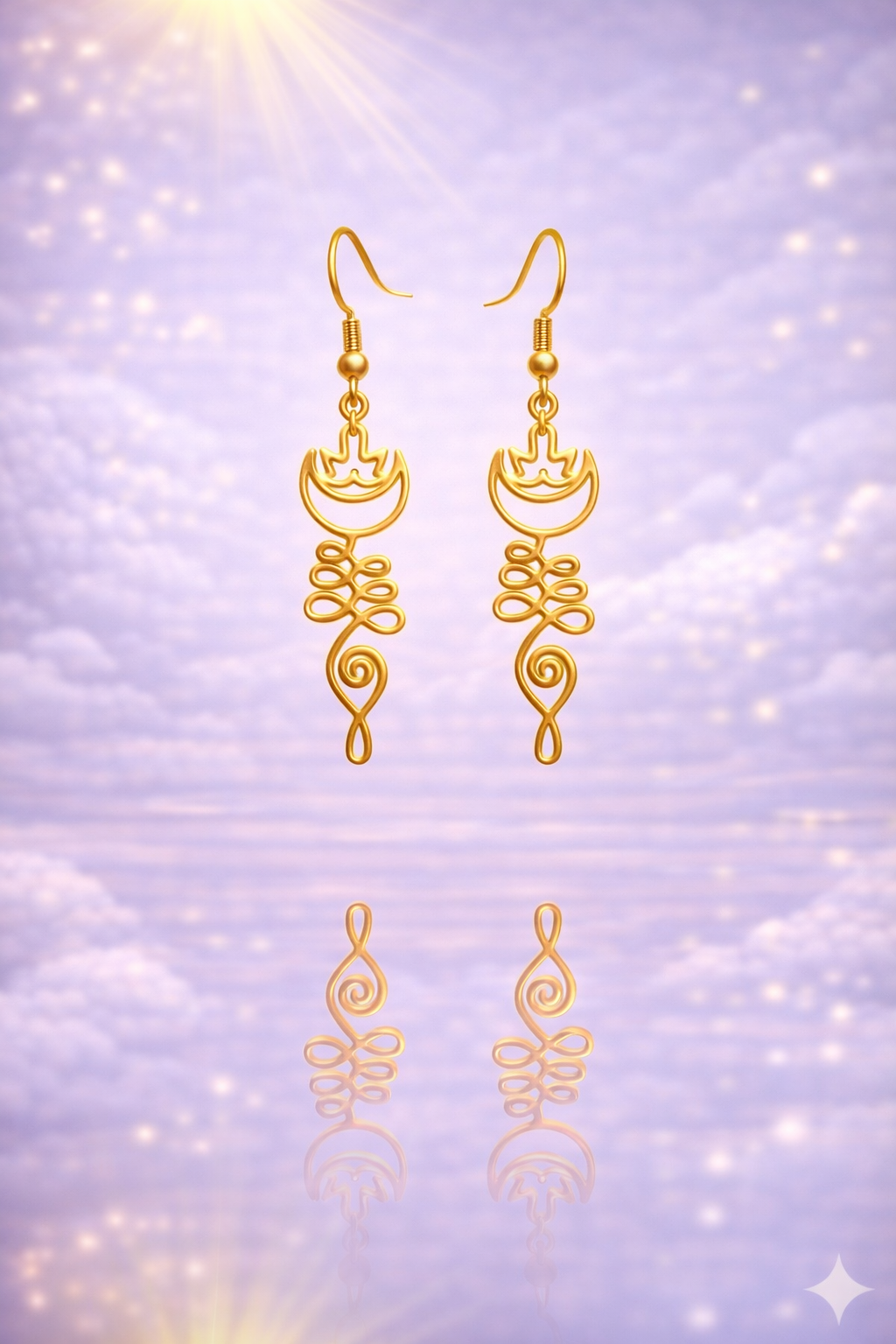 Boucles d’oreilles Lune & Unalome – doré