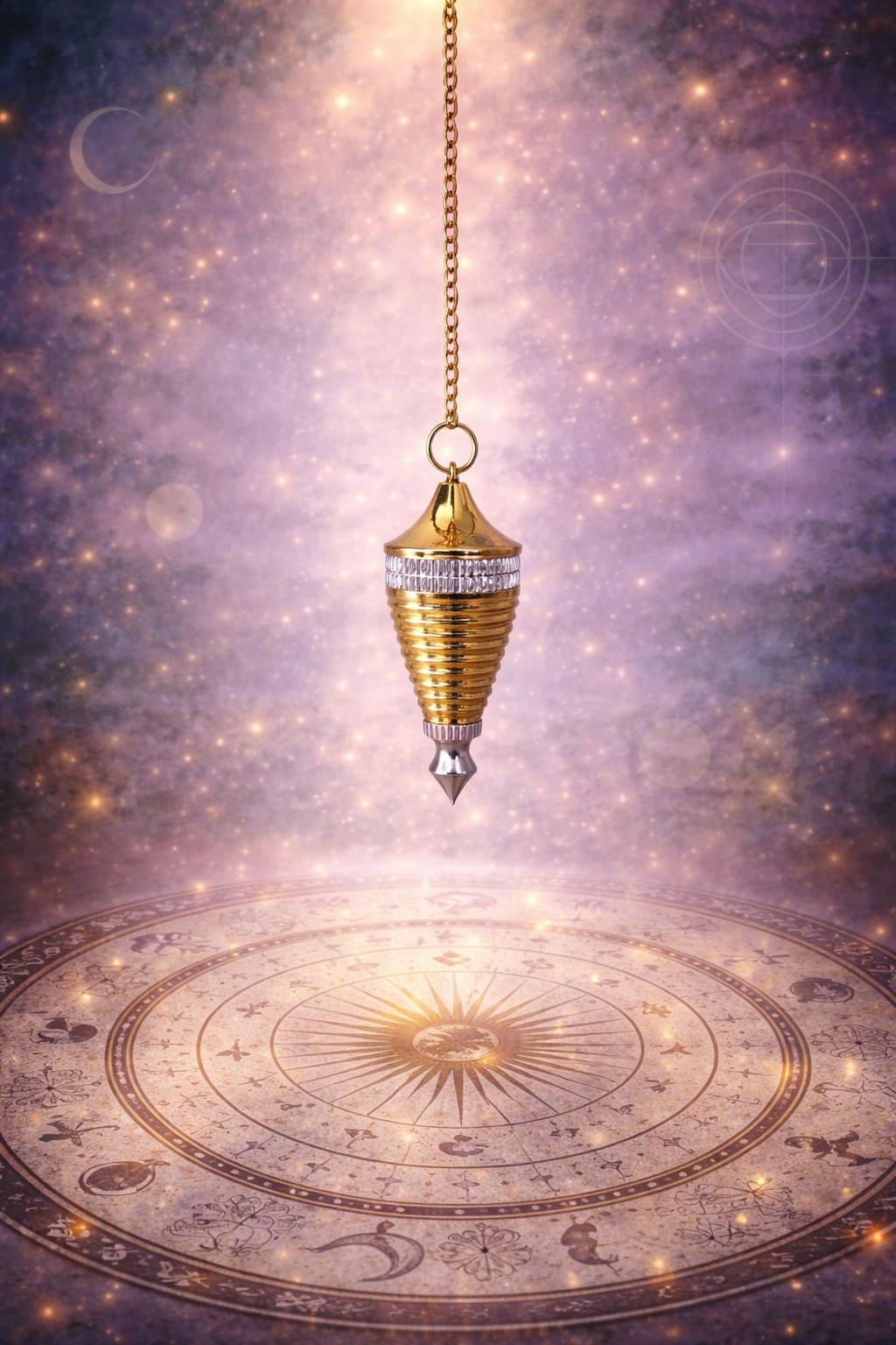 Pendule coniques spiralés dorés