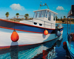 BOATS AT DHEKELIA FISHING HARBOUR
Oil Landscape Painting
on Canvas