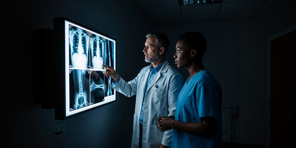 Medical staff examining X-rays