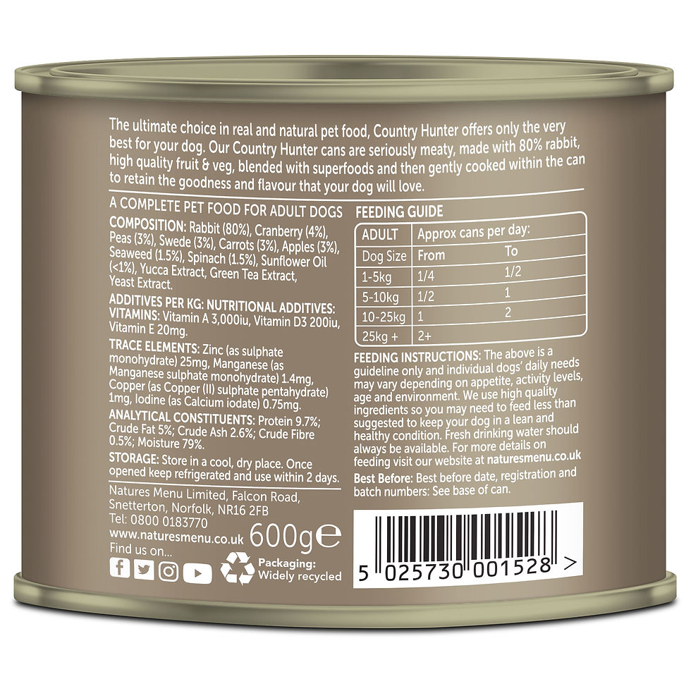 Thumbnail: Natures Menu Full Flavoured Rabbit Dog Food 600g