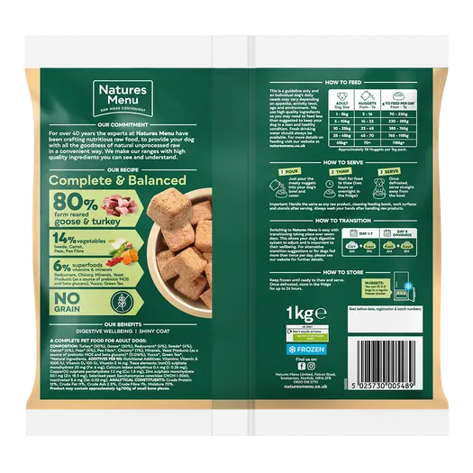 Thumbnail: Natures Menu Raw 80% Farm Reared Goose and Turkey 1kg