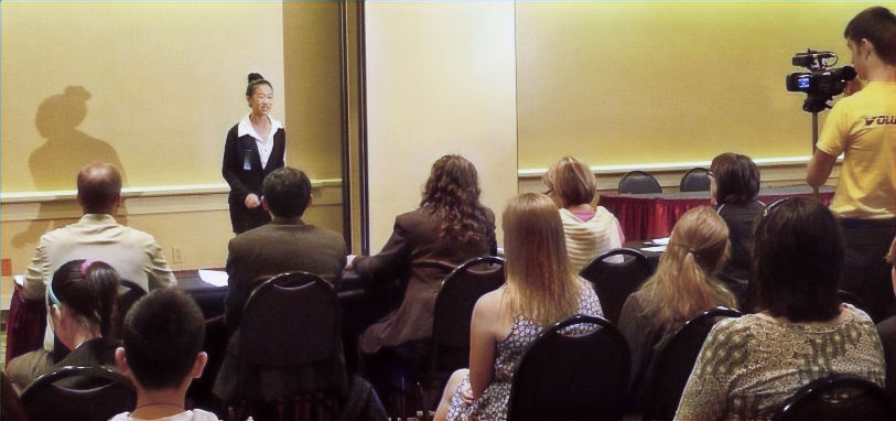 Melinda competing in the Original Oratory Finals in Florida (Nationals 2012)