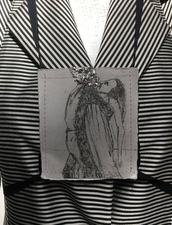 etching harness silk pouch handmade silver