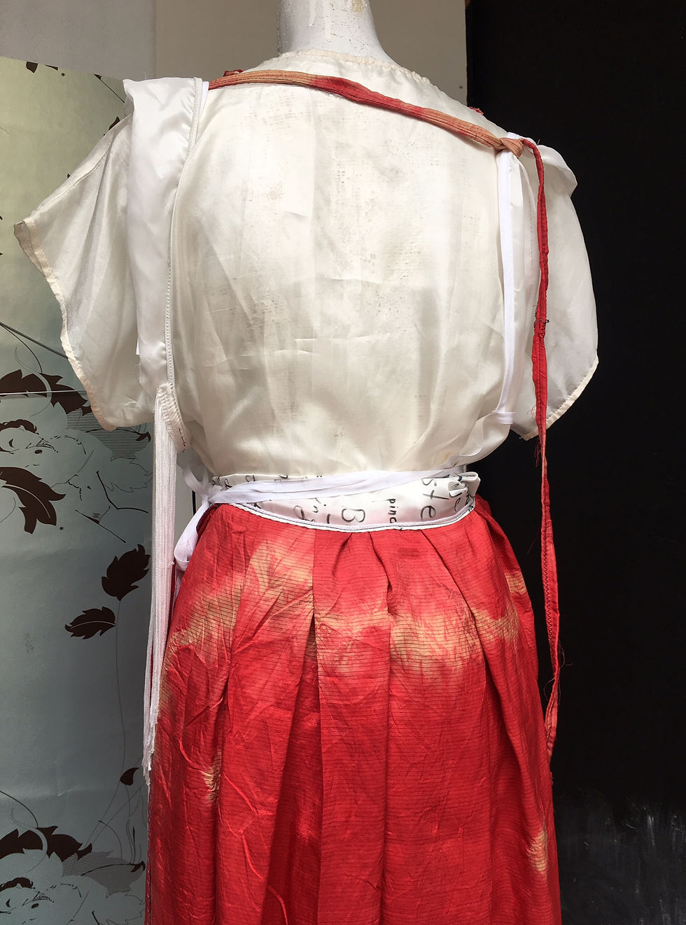 Thumbnail: silk sculptural dress layered handmade screenprints