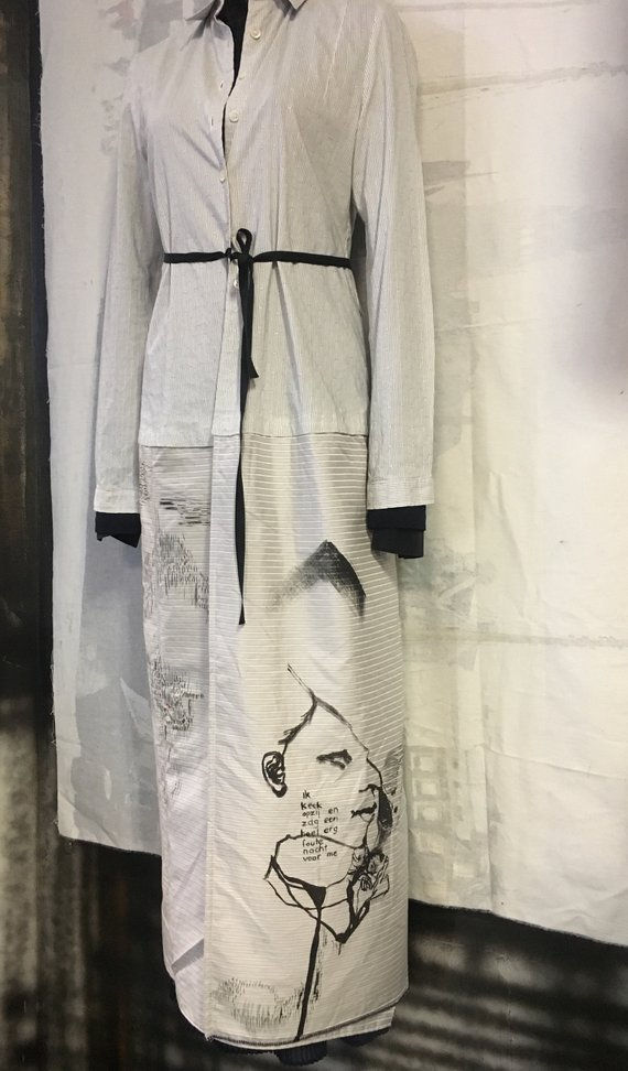 Thumbnail: blouse dress ann demeulemeester silk screenprint