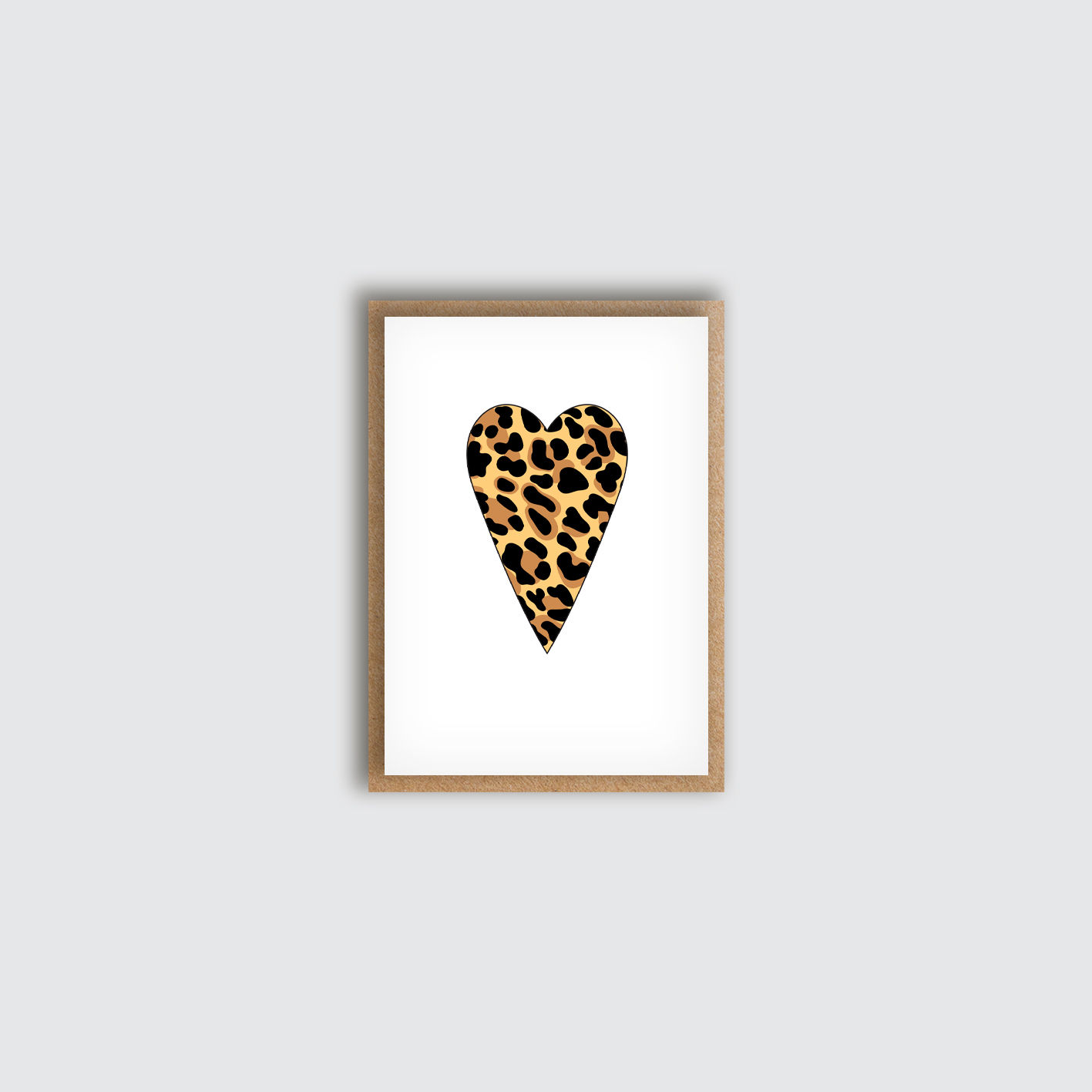 Leopard Heart Card. Front view of card.